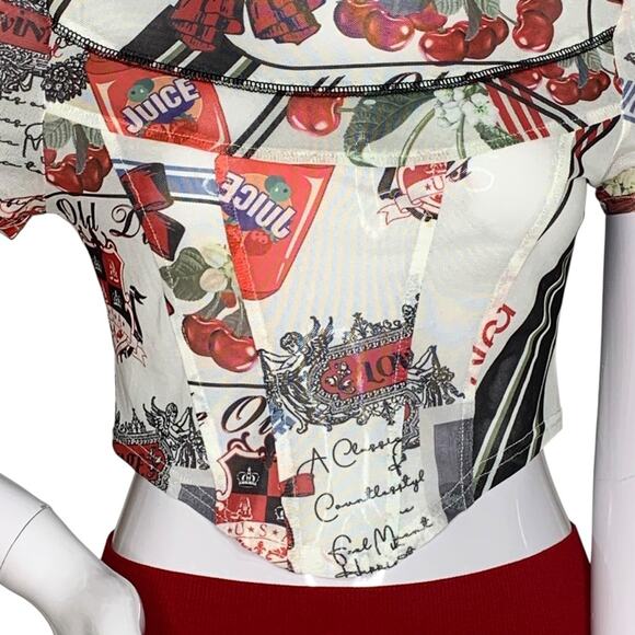 Cider Mesh Abstract Pattern Top Short Sleeve Size M Pullover - Picture 5 of 13